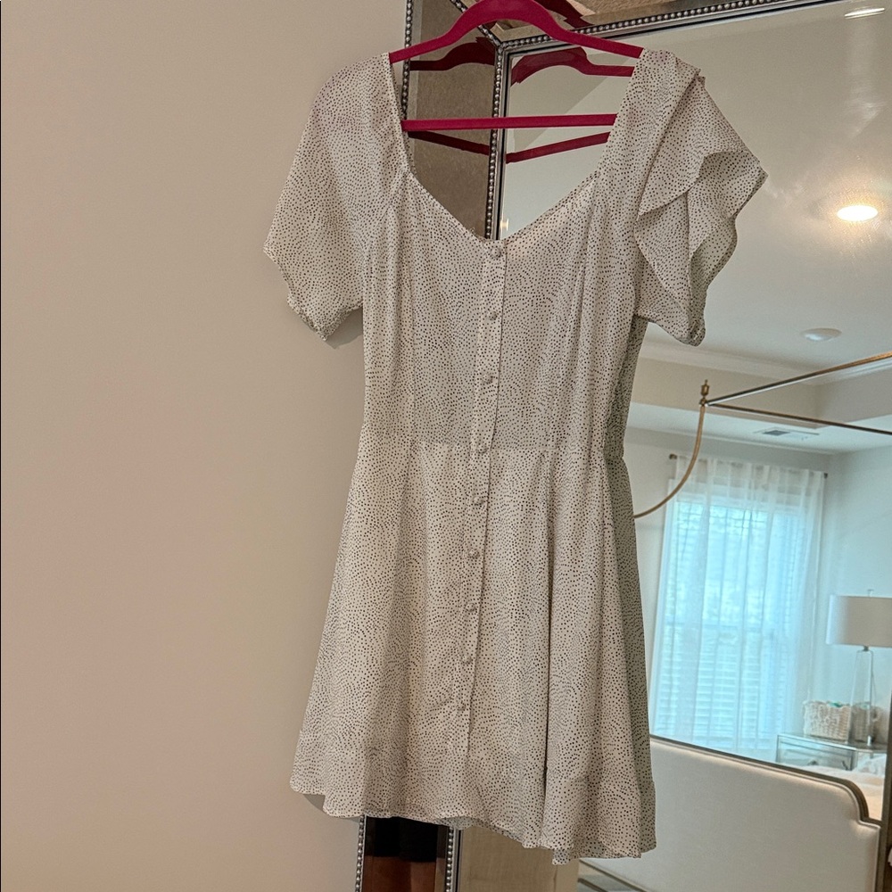 Sienna sky polka dot white dress Small